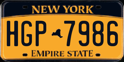 NY license plate HGP7986