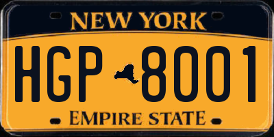 NY license plate HGP8001