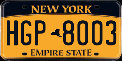 NY license plate HGP8003