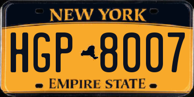 NY license plate HGP8007