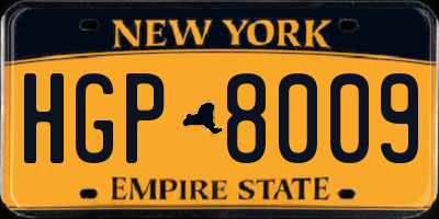 NY license plate HGP8009