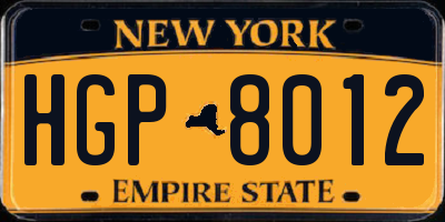 NY license plate HGP8012