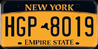 NY license plate HGP8019