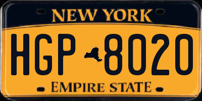 NY license plate HGP8020