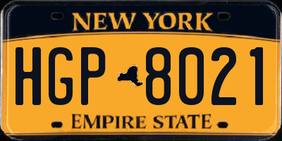 NY license plate HGP8021