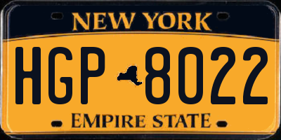 NY license plate HGP8022