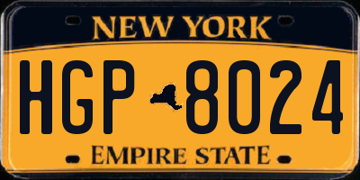 NY license plate HGP8024