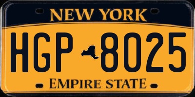 NY license plate HGP8025