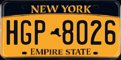 NY license plate HGP8026