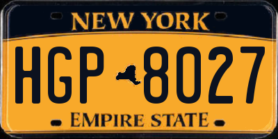 NY license plate HGP8027