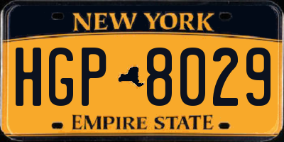 NY license plate HGP8029