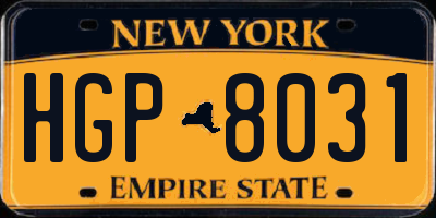 NY license plate HGP8031