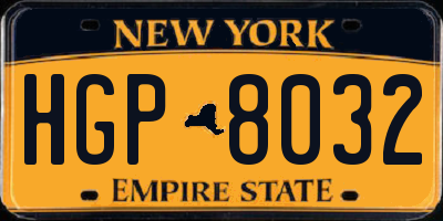 NY license plate HGP8032