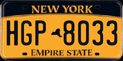 NY license plate HGP8033