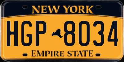 NY license plate HGP8034