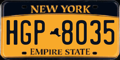 NY license plate HGP8035