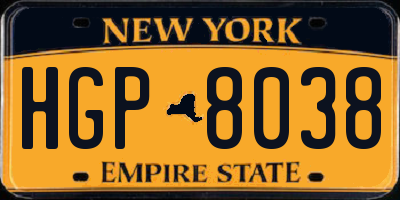 NY license plate HGP8038