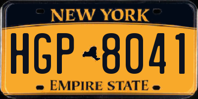 NY license plate HGP8041