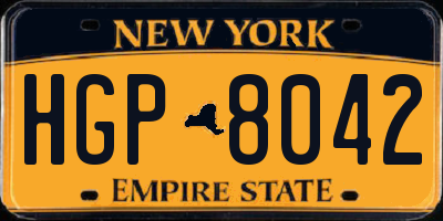 NY license plate HGP8042