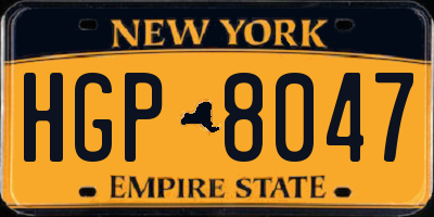 NY license plate HGP8047