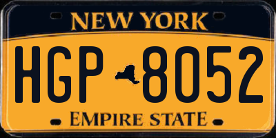 NY license plate HGP8052