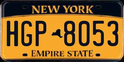 NY license plate HGP8053