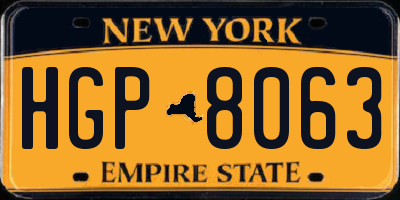 NY license plate HGP8063