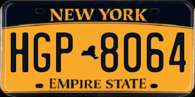 NY license plate HGP8064