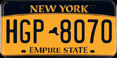 NY license plate HGP8070