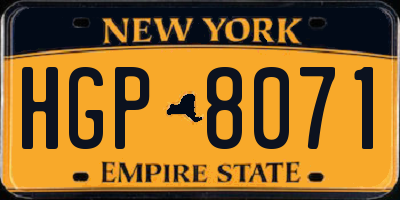 NY license plate HGP8071