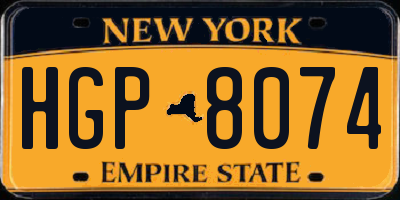 NY license plate HGP8074