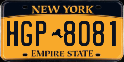 NY license plate HGP8081