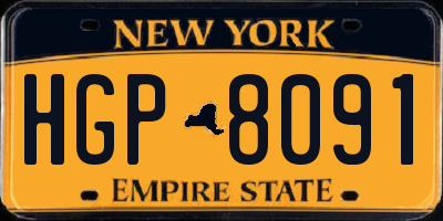 NY license plate HGP8091