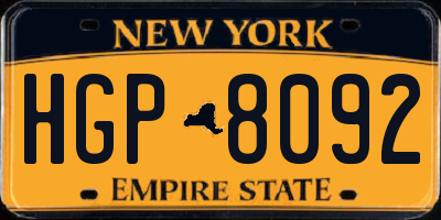 NY license plate HGP8092