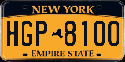 NY license plate HGP8100