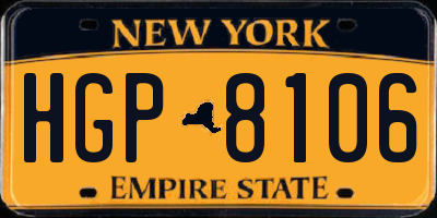 NY license plate HGP8106