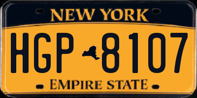 NY license plate HGP8107