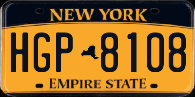 NY license plate HGP8108