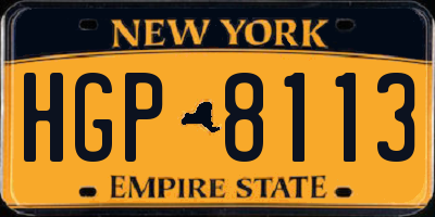 NY license plate HGP8113