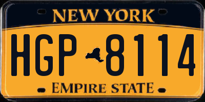 NY license plate HGP8114