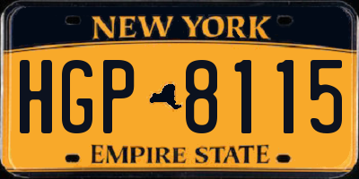 NY license plate HGP8115