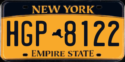 NY license plate HGP8122