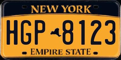 NY license plate HGP8123