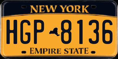 NY license plate HGP8136