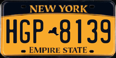 NY license plate HGP8139