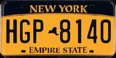 NY license plate HGP8140