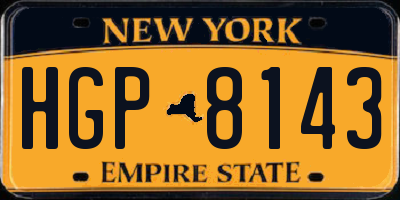 NY license plate HGP8143