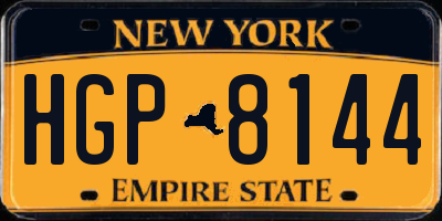 NY license plate HGP8144