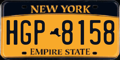 NY license plate HGP8158