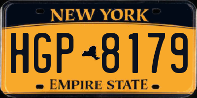 NY license plate HGP8179